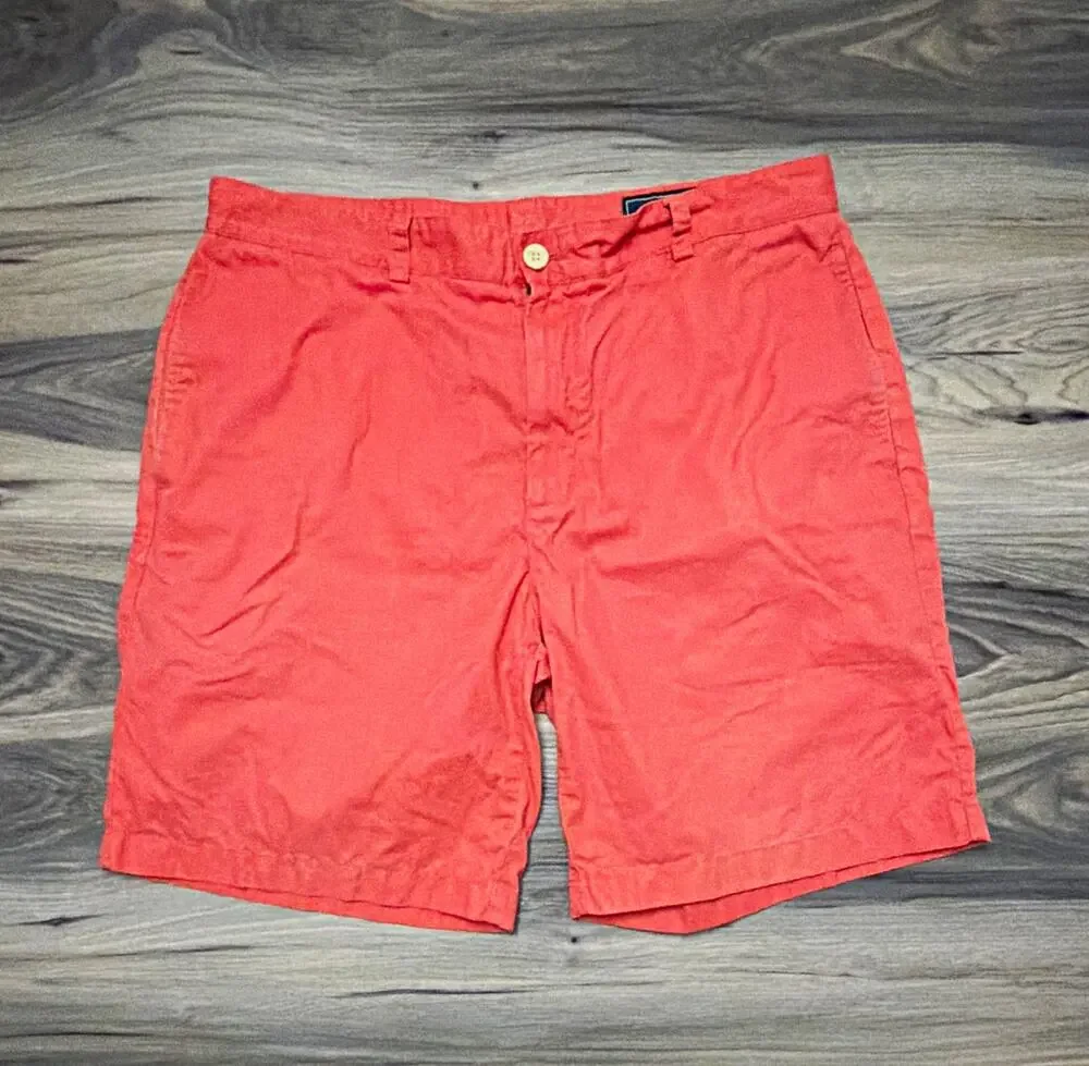 Vineyard Vines Men’s 36 Club Shorts Coral Red 100% Cotton Chino Preppy